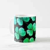 Mug Shamrock irlandais Vert bleu aquarelle Nom personn (Devant gauche)
