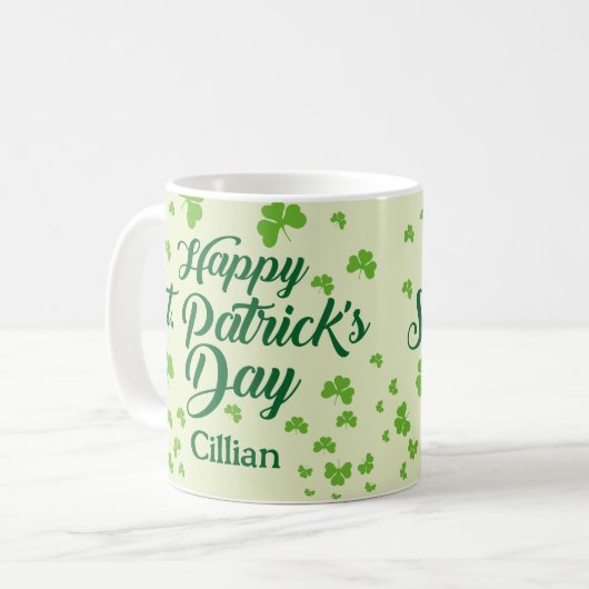 Mug shamrock Jour de la Saint Patrick heureux (Devant gauche)
