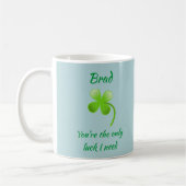 Mug Shamrock romantique et citation de chance (Gauche)