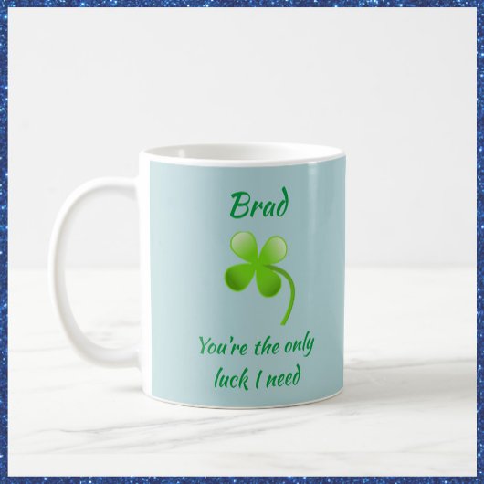 Mug Shamrock romantique et citation de chance