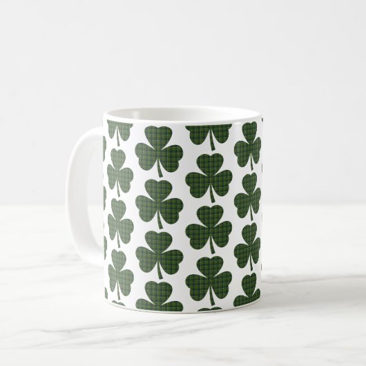 Mug Shamrock Shape Plaid Green Evergreen (Devant gauche)