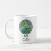 Mug Shamrocks de Clover vert sur Purple Pastel Art (Gauche)