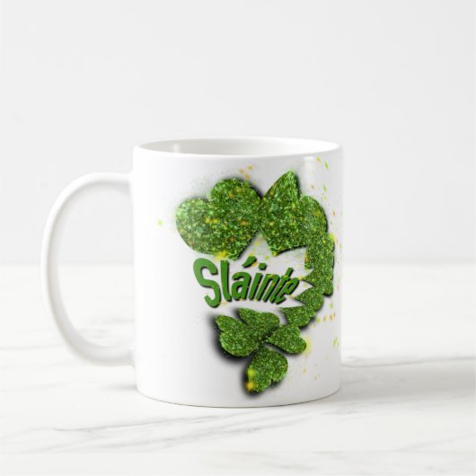Mug Shamrocks verts | Coeurs étincelants Shainte (Gauche)