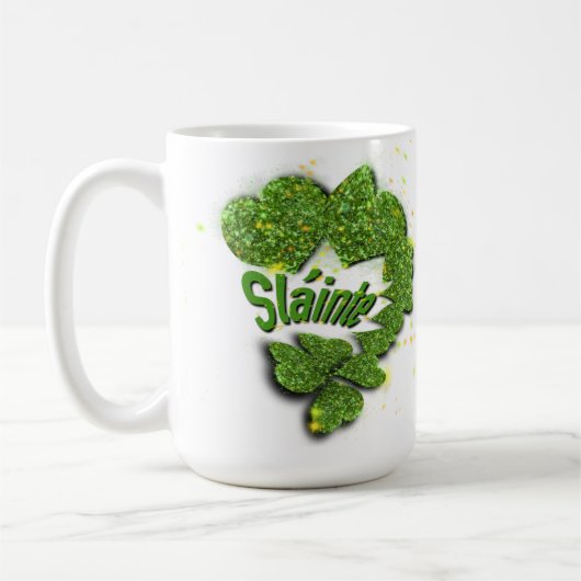 Mug Shamrocks verts | Coeurs étincelants Shainte (Gauche)