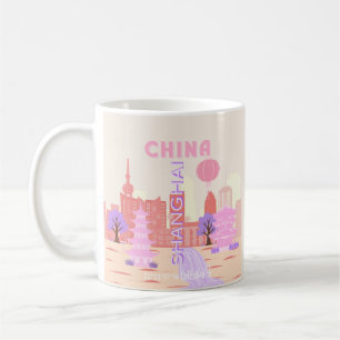 Mug Shanghai Chine Pastel Voyage Art
