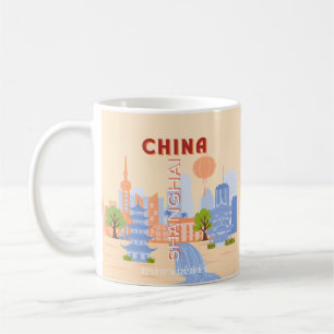 Mug Shanghai Chine Rétro Pastel Art de Voyage