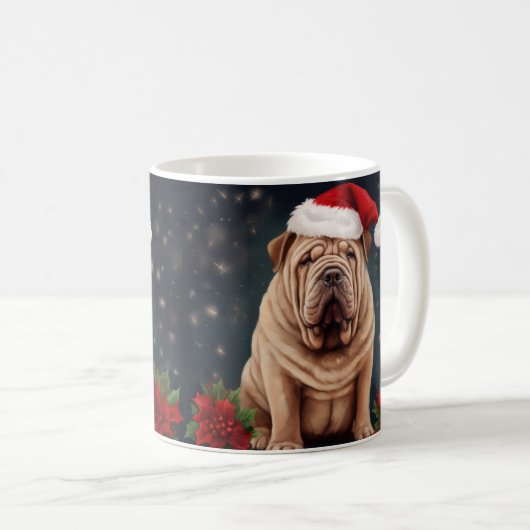 Mug Shar Pei Chien dans Noël de neige (Devant droit)