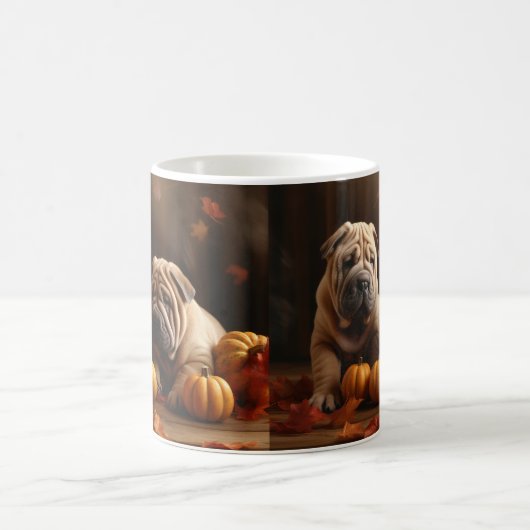 Mug Shar Pei Chiot Automne Citrouille de plaisir (Centre)