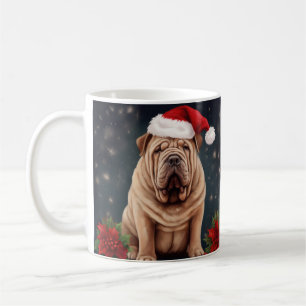 Mug Shar Pei dans la neige de Noël