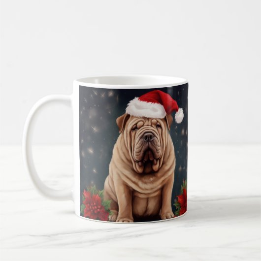 Mug Shar Pei dans la neige de Noël (Gauche)