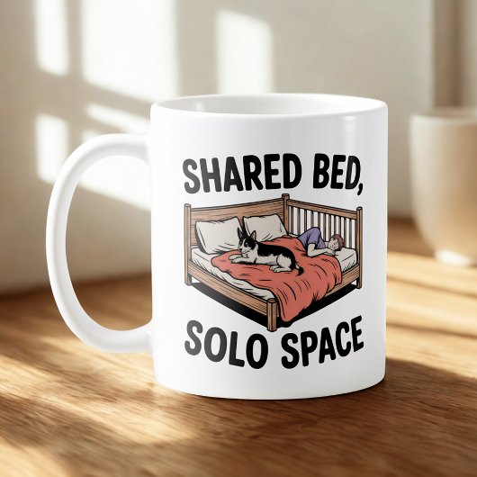 Mug Shared Bed, Solo Space | Dog & Cat Humor