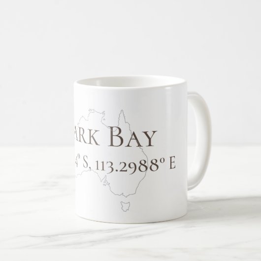 Mug Shark Bay Australie Latitude & Longitude (Devant droit)