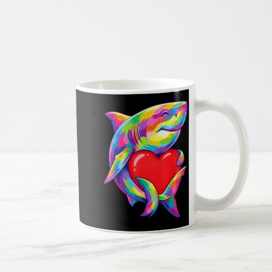 Mug Shark Hugging Valentine Heart Color Critters Rainb (Droite)