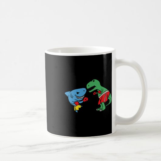 Mug Shark Punching T-rex Dinosaur Funny Fighting Boxin (Droite)