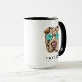 Mug Sharpei dans des lunettes de soleil | ajoutent (Devant droit)