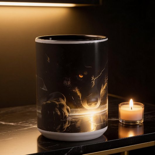 Mug Shattered Lightning Wolf Mystical Dark Fantasy