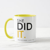 Mug She Did It Black Yellow Graduation Gift (Gauche)