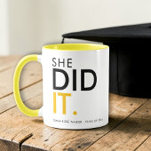 Mug She Did It Black Yellow Graduation Gift