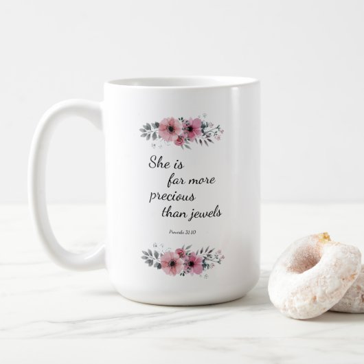 Mug She is Far More Precious Than Jewels (Avec donut)