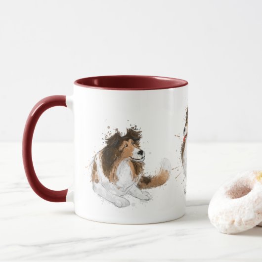 Mug Sheldon the Sheltie Trois Poses (Avec donut)