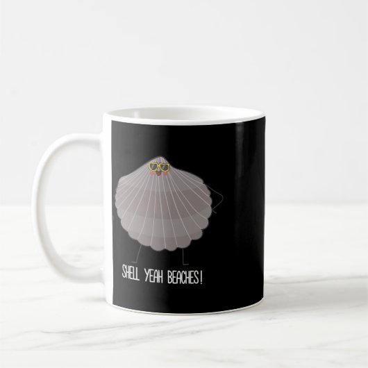 Mug Shell Ouais Plages Funny Beach Shell (Gauche)