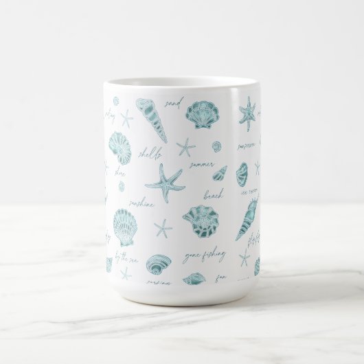 Mug Shells Starfish Sun Fun Texte Turquoise ID918 (Centre)
