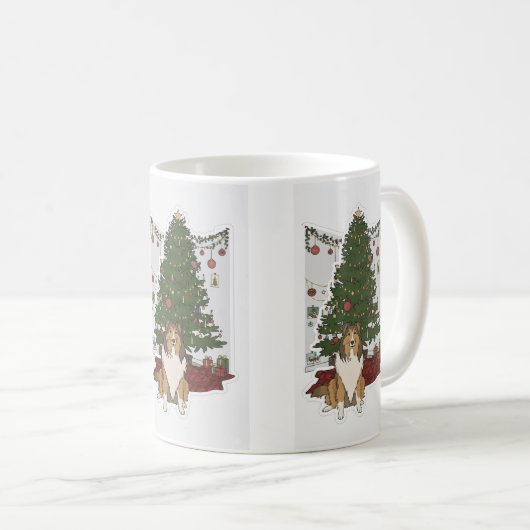 Mug Sheltie & Christmas tree (Devant droit)