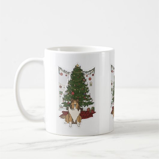Mug Sheltie & Christmas tree (Gauche)
