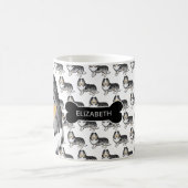 Mug Sheltie de dessin animé bleu merle avec os de chie (Centre)