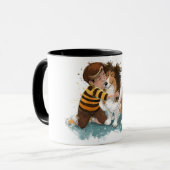 Mug Sheltie et garçon câlinent (Devant gauche)