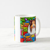 Mug Sheltie Noël Open Gifts (Devant droit)