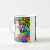 Mug Sheltie Noël Open Gifts (Devant gauche)