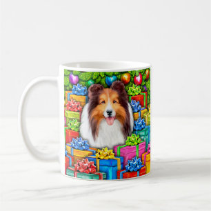 Mug Sheltie Noël Open Gifts