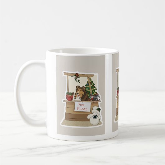 Mug Sheltie sous le gui (Gauche)