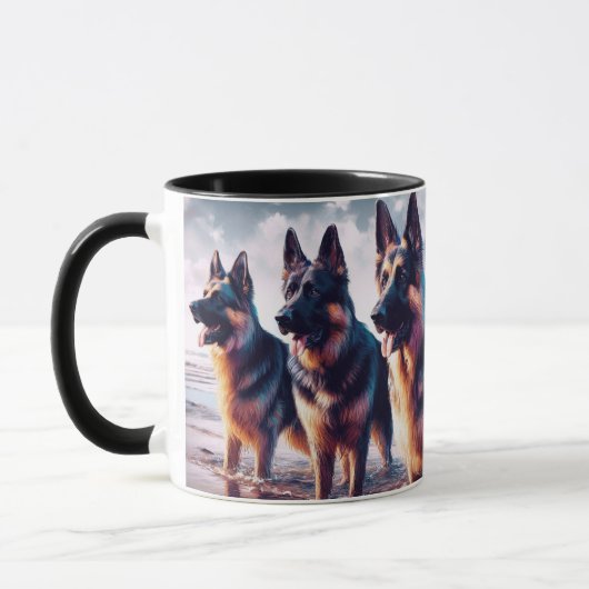 MUG SHEPHERDS ALLEMAND SUR LA PLAGE -208- (Gauche)