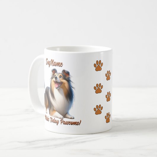 Mug Shetland Sheepdog - Ajouter le nom du chien, modif (Devant gauche)