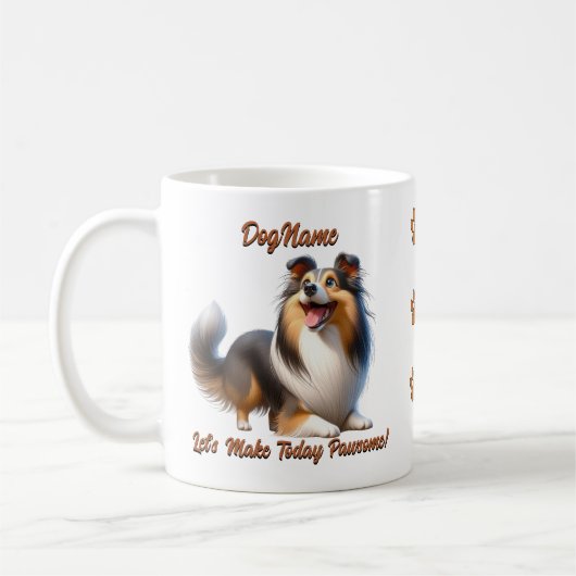 Mug Shetland Sheepdog - Ajouter le nom du chien, modif (Gauche)