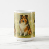 Mug Shetland Sheepdog assis à l'aquarelle (Centre)