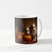 Mug Shetland Sheepdog Chiot Chiot Automne Citrouille d (Devant droit)