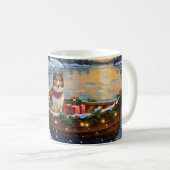 Mug Shetland Sheepdog Christmas Boat Holiday (Devant droit)