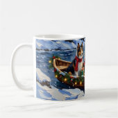Mug Shetland Sheepdog Christmas Boat Holiday (Gauche)