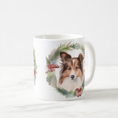 Mug Shetland Sheepdog Christmas Wreath Festive Pup (Devant droit)