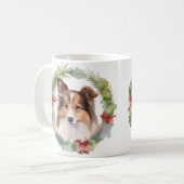 Mug Shetland Sheepdog Christmas Wreath Festive Pup (Devant gauche)