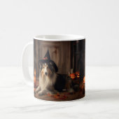 Mug Shetland Sheepdog Citrouille Halloween effrayant (Devant gauche)