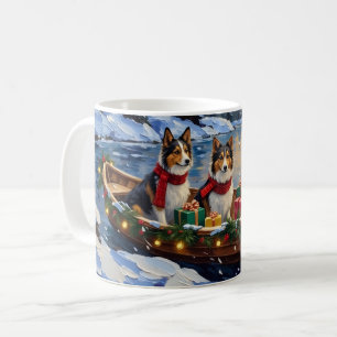 Mug Shetland Sheepdog Noël Bateau Vacances