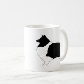 Mug Shetland Sheepdog noir et blanc SIlhouette (Devant droit)
