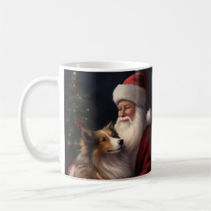 Mug Shetland Sheepdog Père Noël Festif Noël