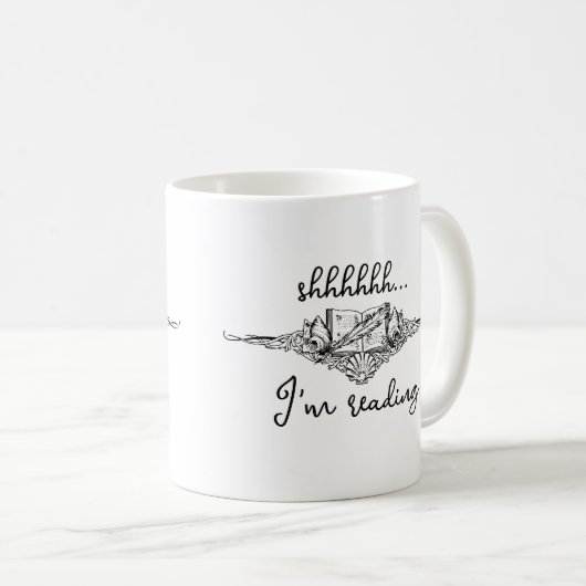 Mug Shh I'm Reading Open Book with Seashells (Devant droit)