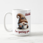 Mug "Shhhh...Je t'ignore" Mignonne Aquarelle Gnome (Gauche)