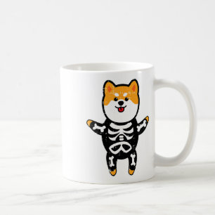 Mug Shi Inu Skeleton Costume mignon Chien facile Hallo